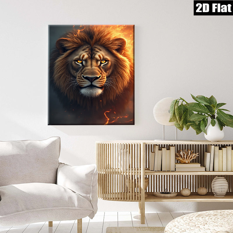 2D flat 1pc Majestic Lion Portrait Wildlife Art Canvas Wall Decor for Living Room Bedroom Modern Farmhouse Gallery Wrapped Timeless Artwork