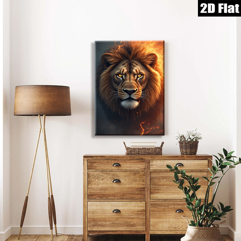 2D flat 1pc Majestic Lion Portrait Wildlife Art Canvas Wall Decor for Living Room Bedroom Modern Farmhouse Gallery Wrapped Timeless Artwork