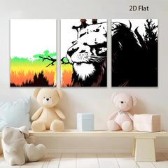 2D flat 1pc Majestic Lion Portrait Wildlife Canvas Wall Art Decor Living Room Bedroom Modern Farmhouse Gallery Wrapped Ready to Hang Tealightful