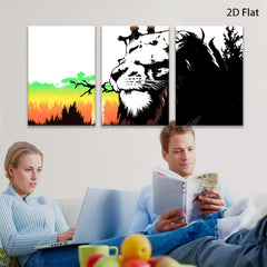 2D flat 1pc Majestic Lion Portrait Wildlife Canvas Wall Art Decor Living Room Bedroom Modern Farmhouse Gallery Wrapped Ready to Hang Tealightful