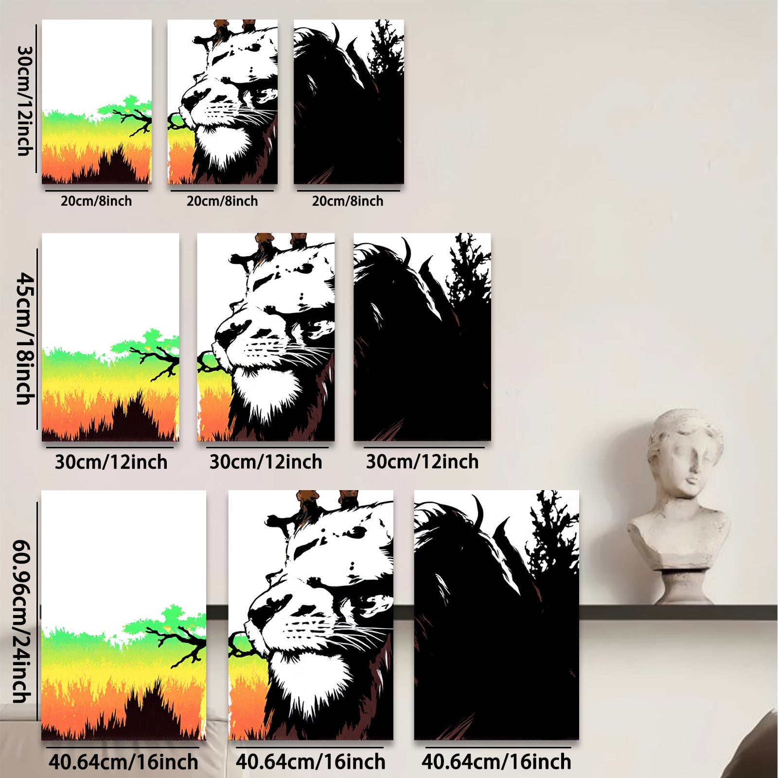 2D flat 1pc Majestic Lion Portrait Wildlife Canvas Wall Art Decor Living Room Bedroom Modern Farmhouse Gallery Wrapped Ready to Hang Tealightful