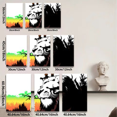 2D flat 1pc Majestic Lion Portrait Wildlife Canvas Wall Art Decor Living Room Bedroom Modern Farmhouse Gallery Wrapped Ready to Hang Tealightful