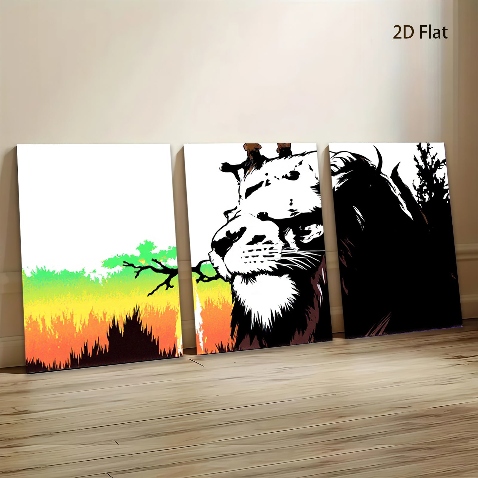 2D flat 1pc Majestic Lion Portrait Wildlife Canvas Wall Art Decor Living Room Bedroom Modern Farmhouse Gallery Wrapped Ready to Hang Tealightful