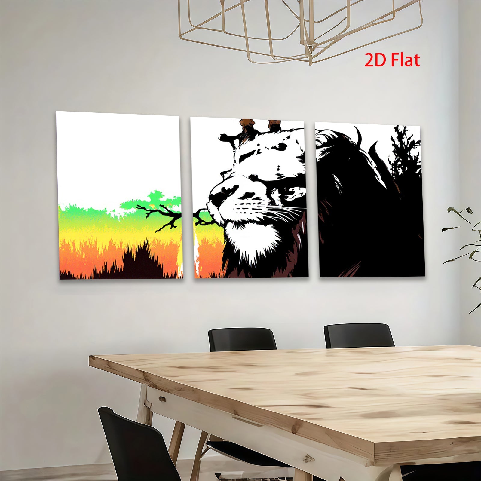 2D flat 1pc Majestic Lion Portrait Wildlife Canvas Wall Art Decor Living Room Bedroom Modern Farmhouse Gallery Wrapped Ready to Hang Tealightful