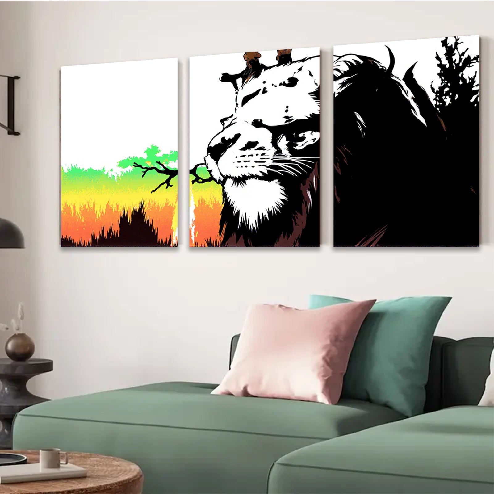 2D flat 1pc Majestic Lion Portrait Wildlife Canvas Wall Art Decor Living Room Bedroom Modern Farmhouse Gallery Wrapped Ready to Hang Tealightful