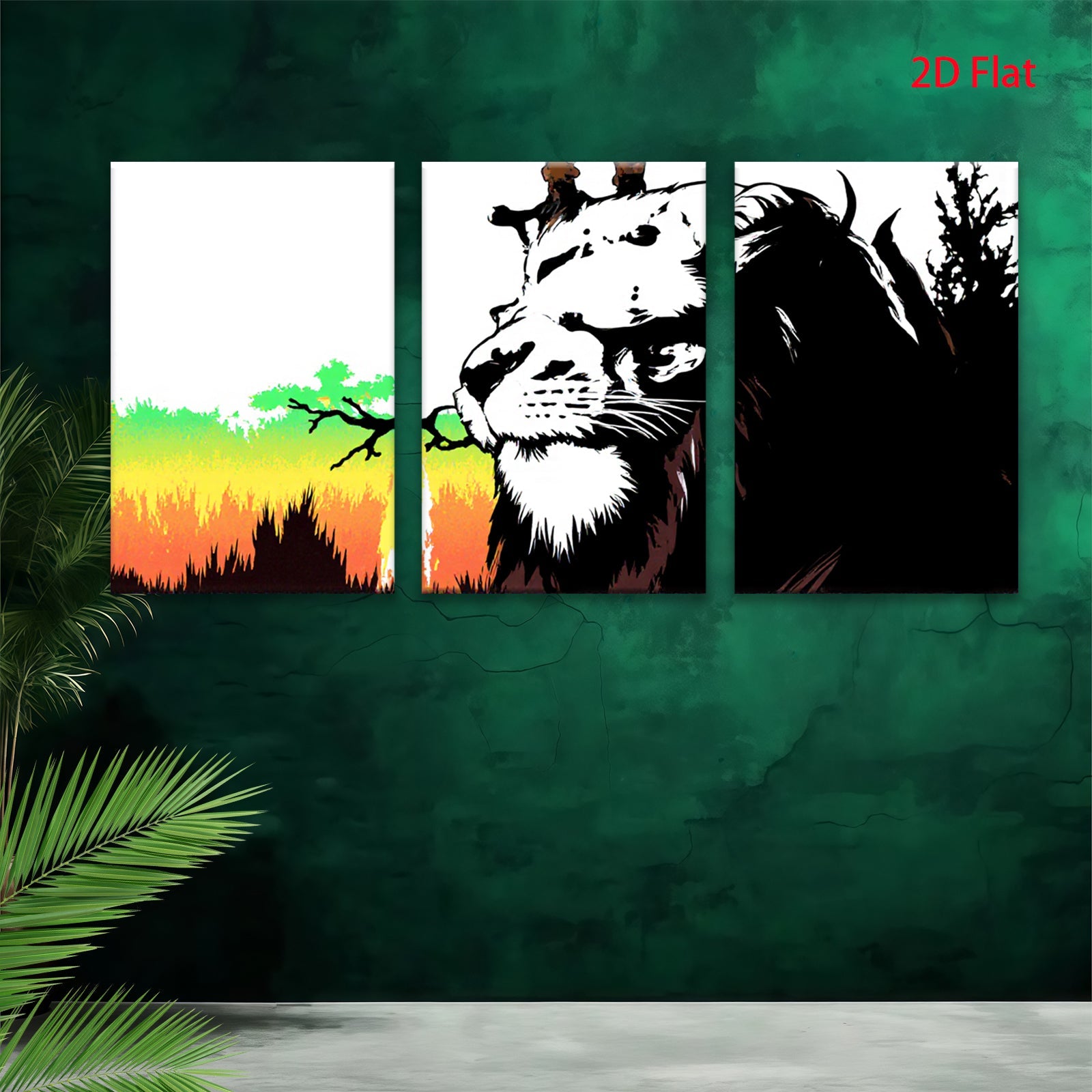2D flat 1pc Majestic Lion Portrait Wildlife Canvas Wall Art Decor Living Room Bedroom Modern Farmhouse Gallery Wrapped Ready to Hang Tealightful