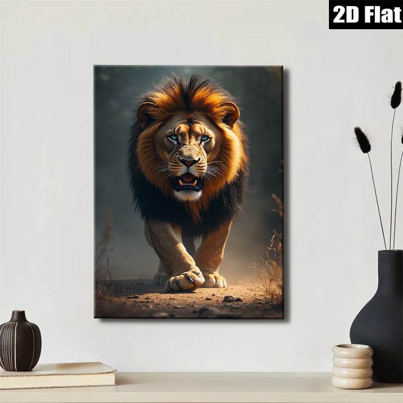 2D flat 1pc Majestic Lion Portrait Wildlife Canvas Wall Art Living Room Bedroom Decor Modern Farmhouse Rustic Gallery Wrapped Artwork Trending Now