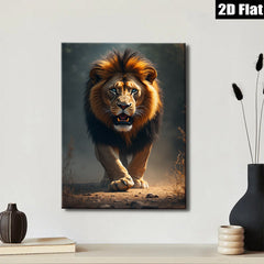 2D flat 1pc Majestic Lion Portrait Wildlife Canvas Wall Art Living Room Bedroom Decor Modern Farmhouse Rustic Gallery Wrapped Artwork Trending Now