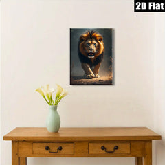 2D flat 1pc Majestic Lion Portrait Wildlife Canvas Wall Art Living Room Bedroom Decor Modern Farmhouse Rustic Gallery Wrapped Artwork Trending Now