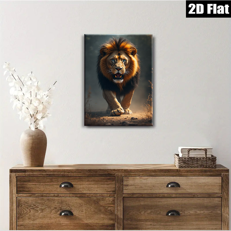 2D flat 1pc Majestic Lion Portrait Wildlife Canvas Wall Art Living Room Bedroom Decor Modern Farmhouse Rustic Gallery Wrapped Artwork Trending Now