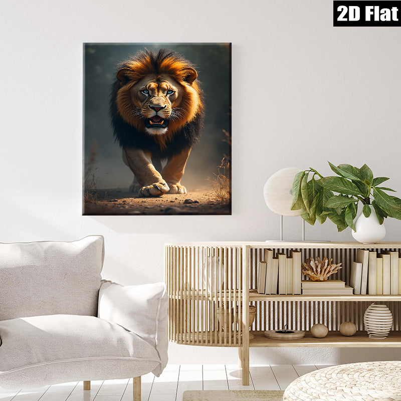 2D flat 1pc Majestic Lion Portrait Wildlife Canvas Wall Art Living Room Bedroom Decor Modern Farmhouse Rustic Gallery Wrapped Artwork Trending Now