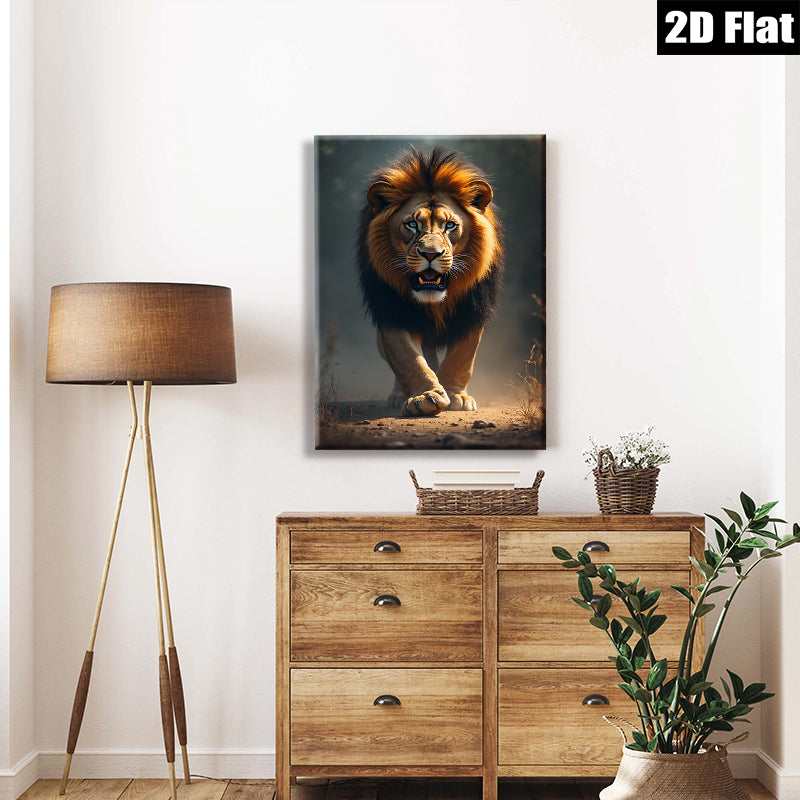 2D flat 1pc Majestic Lion Portrait Wildlife Canvas Wall Art Living Room Bedroom Decor Modern Farmhouse Rustic Gallery Wrapped Artwork Trending Now