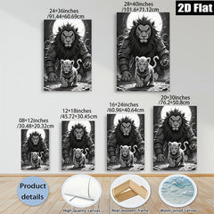 2D flat 1pc Majestic Lion Protects Cub Wildlife Canvas Wall Art for Living Room Bedroom Gallery Wrapped Home Decor Modern Farmhouse Style