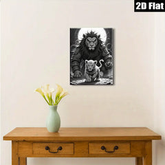 2D flat 1pc Majestic Lion Protects Cub Wildlife Canvas Wall Art for Living Room Bedroom Gallery Wrapped Home Decor Modern Farmhouse Style