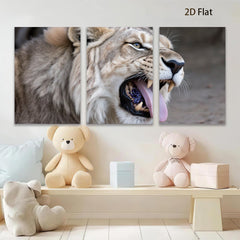 2D flat 1pc Majestic Lion Roar Animal Wildlife Portrait Canvas Wall Art Decor Living Room Bedroom Gallery Wrapped Modern Farmhouse Rustic Glam Boho