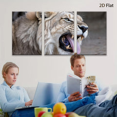 2D flat 1pc Majestic Lion Roar Animal Wildlife Portrait Canvas Wall Art Decor Living Room Bedroom Gallery Wrapped Modern Farmhouse Rustic Glam Boho