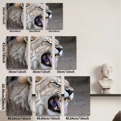 2D flat 1pc Majestic Lion Roar Animal Wildlife Portrait Canvas Wall Art Decor Living Room Bedroom Gallery Wrapped Modern Farmhouse Rustic Glam Boho