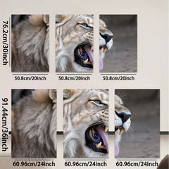 2D flat 1pc Majestic Lion Roar Animal Wildlife Portrait Canvas Wall Art Decor Living Room Bedroom Gallery Wrapped Modern Farmhouse Rustic Glam Boho