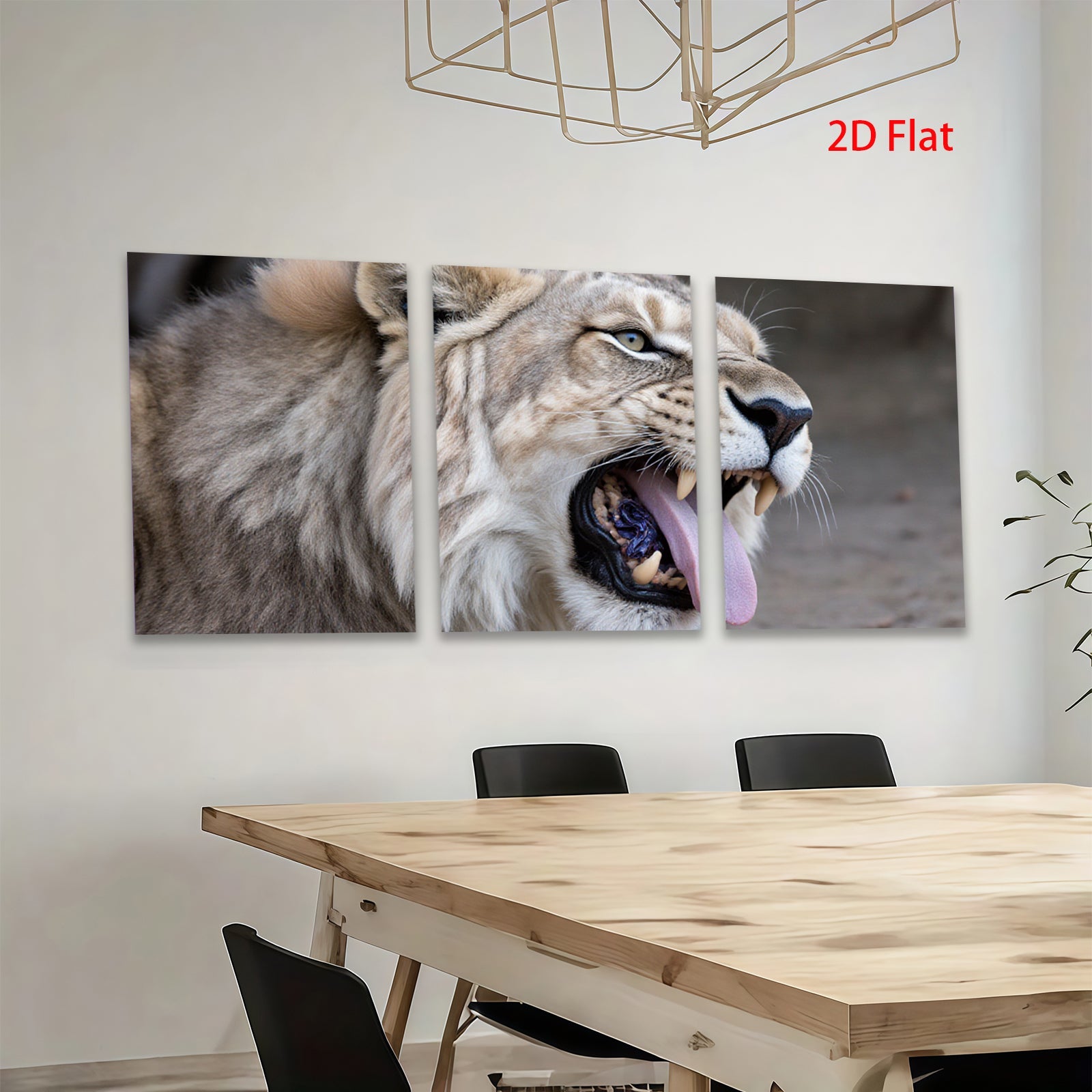 2D flat 1pc Majestic Lion Roar Animal Wildlife Portrait Canvas Wall Art Decor Living Room Bedroom Gallery Wrapped Modern Farmhouse Rustic Glam Boho