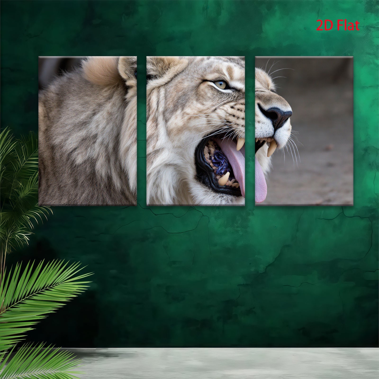 2D flat 1pc Majestic Lion Roar Animal Wildlife Portrait Canvas Wall Art Decor Living Room Bedroom Gallery Wrapped Modern Farmhouse Rustic Glam Boho