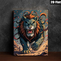 2D flat 1pc Majestic Lion Roar Powerful Wildlife Art Canvas Wall Decor Living Room Bedroom Modern Farmhouse Gallery Wrapped Ready to Hang