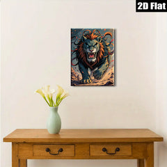 2D flat 1pc Majestic Lion Roar Powerful Wildlife Art Canvas Wall Decor Living Room Bedroom Modern Farmhouse Gallery Wrapped Ready to Hang