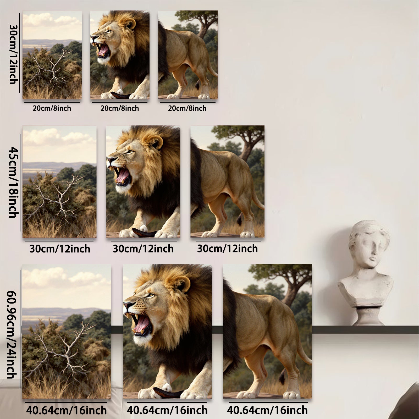 2D flat 1pc Majestic Lion Roar Wildlife Canvas Wall Art for Living Room Bedroom Gallery Wrapped Modern Farmhouse Decor Inspirational Animal Painting