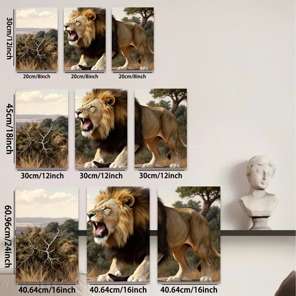 2D flat 1pc Majestic Lion Roar Wildlife Canvas Wall Art for Living Room Bedroom Gallery Wrapped Modern Farmhouse Decor Inspirational Animal Painting