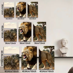 2D flat 1pc Majestic Lion Roar Wildlife Canvas Wall Art for Living Room Bedroom Gallery Wrapped Modern Farmhouse Decor Inspirational Animal Painting