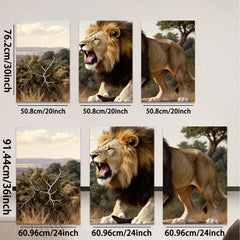2D flat 1pc Majestic Lion Roar Wildlife Canvas Wall Art for Living Room Bedroom Gallery Wrapped Modern Farmhouse Decor Inspirational Animal Painting