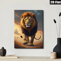 2D flat 1pc Majestic Lion Walking Toward Camera Living Room Bedroom Gallery Wall Art Modern Farmhouse Decor Animal Wildlife Canvas Prints