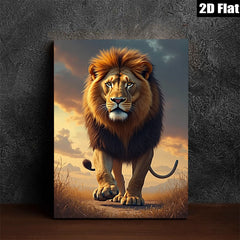 2D flat 1pc Majestic Lion Walking Toward Camera Living Room Bedroom Gallery Wall Art Modern Farmhouse Decor Animal Wildlife Canvas Prints