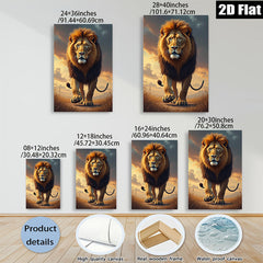 2D flat 1pc Majestic Lion Walking Toward Camera Living Room Bedroom Gallery Wall Art Modern Farmhouse Decor Animal Wildlife Canvas Prints