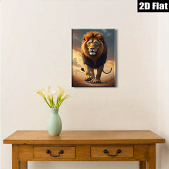 2D flat 1pc Majestic Lion Walking Toward Camera Living Room Bedroom Gallery Wall Art Modern Farmhouse Decor Animal Wildlife Canvas Prints