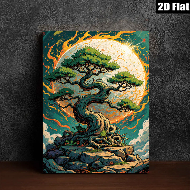 2D flat 1pc Majestic Lone Pine Against Vibrant Moonlit Sky Wall Art Decor Living Room Bedroom Modern Farmhouse Aesthetic Gallery Wrapped Canvas Prints