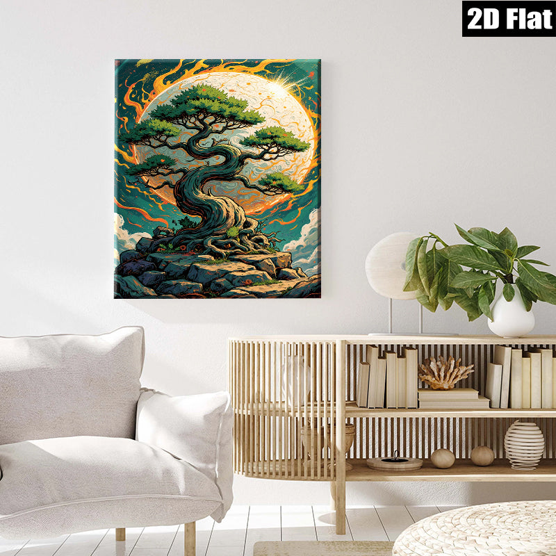 2D flat 1pc Majestic Lone Pine Against Vibrant Moonlit Sky Wall Art Decor Living Room Bedroom Modern Farmhouse Aesthetic Gallery Wrapped Canvas Prints