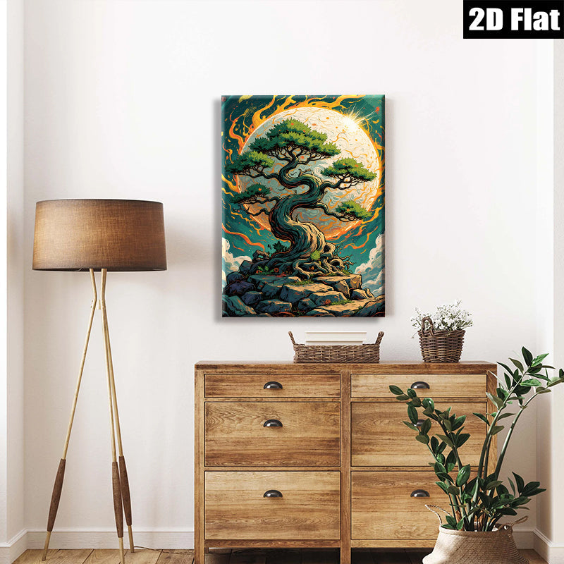 2D flat 1pc Majestic Lone Pine Against Vibrant Moonlit Sky Wall Art Decor Living Room Bedroom Modern Farmhouse Aesthetic Gallery Wrapped Canvas Prints