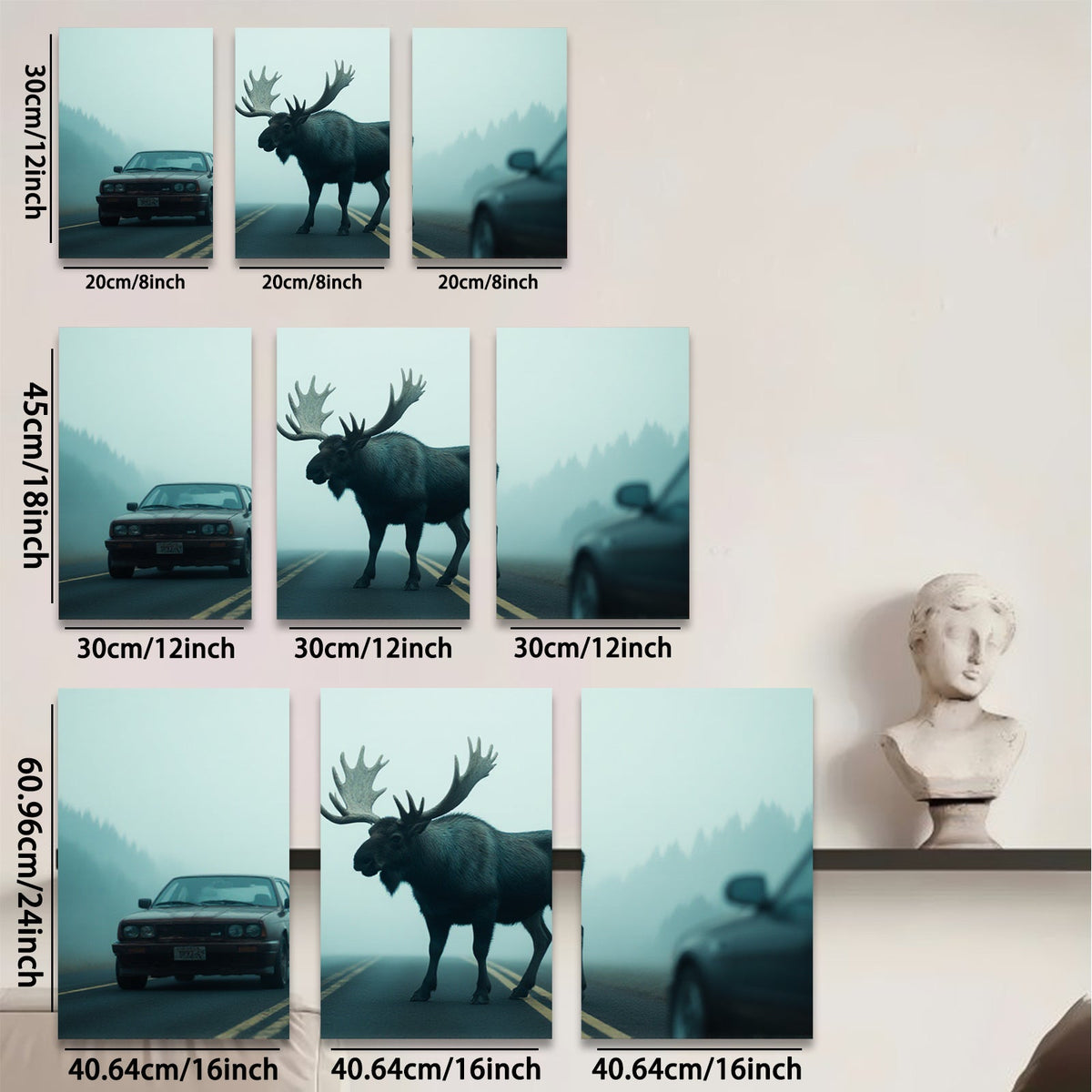 2D flat 1pc Majestic Moose Crossing Road Wildlife Art Canvas Print for Living Room Bedroom Decor Farmhouse Style Wall Art Modern Rustic Home Decorations