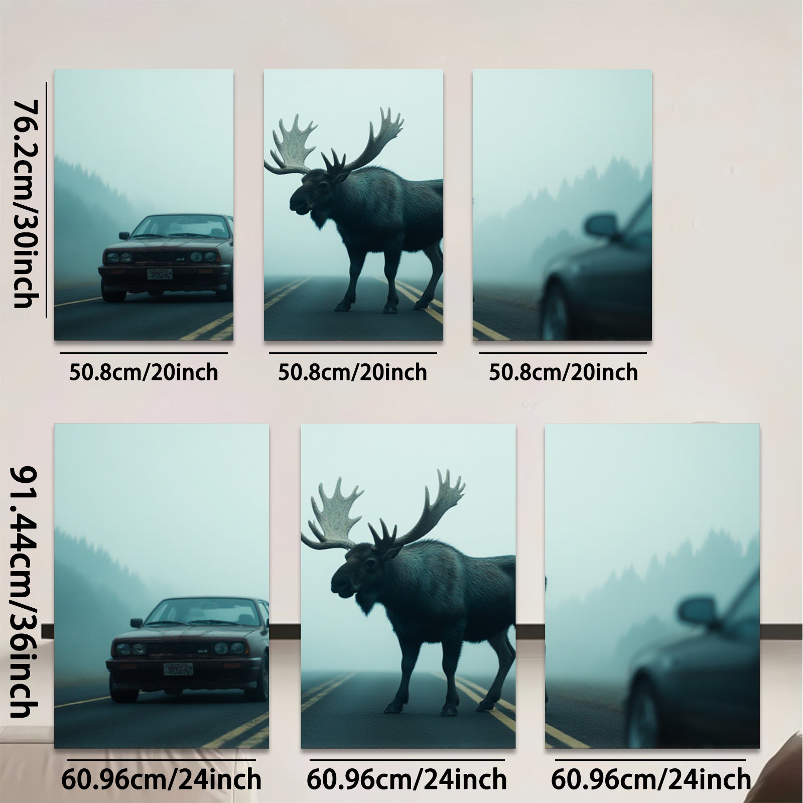 2D flat 1pc Majestic Moose Crossing Road Wildlife Art Canvas Print for Living Room Bedroom Decor Farmhouse Style Wall Art Modern Rustic Home Decorations