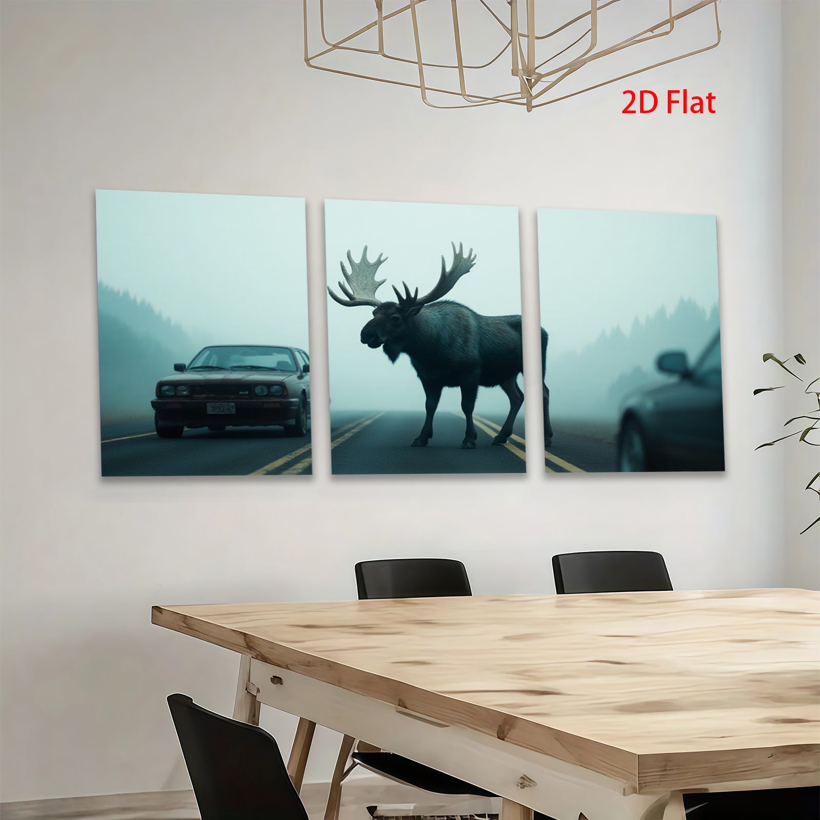 2D flat 1pc Majestic Moose Crossing Road Wildlife Art Canvas Print for Living Room Bedroom Decor Farmhouse Style Wall Art Modern Rustic Home Decorations