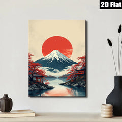 2D flat 1pc Majestic Mount Fuji Japanese Landscape Wall Art for Living Room Bedroom Home Decor Farmhouse Style Canvas Prints Modern Artwork Gallery Wrapped Ready to Hang