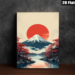 2D flat 1pc Majestic Mount Fuji Japanese Landscape Wall Art for Living Room Bedroom Home Decor Farmhouse Style Canvas Prints Modern Artwork Gallery Wrapped Ready to Hang