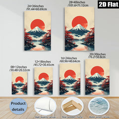 2D flat 1pc Majestic Mount Fuji Japanese Landscape Wall Art for Living Room Bedroom Home Decor Farmhouse Style Canvas Prints Modern Artwork Gallery Wrapped Ready to Hang