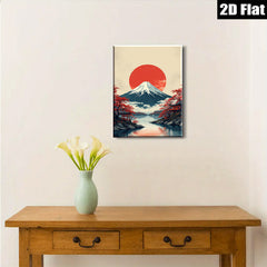 2D flat 1pc Majestic Mount Fuji Japanese Landscape Wall Art for Living Room Bedroom Home Decor Farmhouse Style Canvas Prints Modern Artwork Gallery Wrapped Ready to Hang