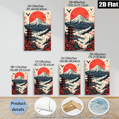 2D flat 1pc Majestic Mount Fuji Japanese Pagoda Wall Art Canvas Prints for Living Room Bedroom Home Decor Modern Farmhouse Aesthetic Gallery Wrapped