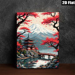 2D flat 1pc Majestic Mount Fuji Lakeside Temple serene wall art for living room bedroom home office decor farmhouse style canvas prints
