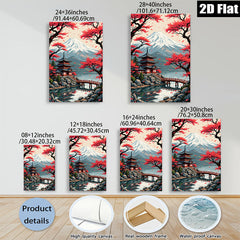 2D flat 1pc Majestic Mount Fuji Lakeside Temple serene wall art for living room bedroom home office decor farmhouse style canvas prints