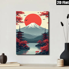 2D flat 1pc Majestic Mount Fuji Landscape Wall Art Canvas Prints for Living Room Bedroom Home Decor Gallery Wrapped Modern Farmhouse Style Cozy Aesthetic