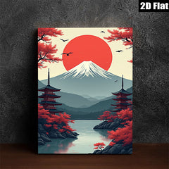 2D flat 1pc Majestic Mount Fuji Landscape Wall Art Canvas Prints for Living Room Bedroom Home Decor Gallery Wrapped Modern Farmhouse Style Cozy Aesthetic