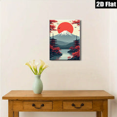 2D flat 1pc Majestic Mount Fuji Landscape Wall Art Canvas Prints for Living Room Bedroom Home Decor Gallery Wrapped Modern Farmhouse Style Cozy Aesthetic